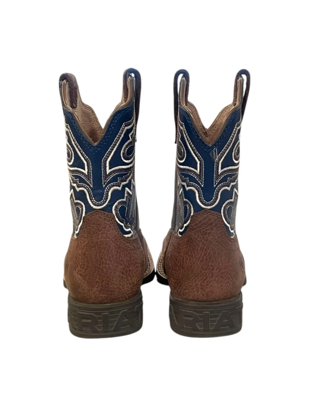 Ariat Unisex Kids Size 11 Sorting Pen Cowboy Boots Square Toe Brown Blue